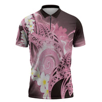 Piko Hawaiian Zipper Polo Shirt Pink Galaxy Spiral Plumeria Tribal Patterns DT05 Pink - Polynesian Pride