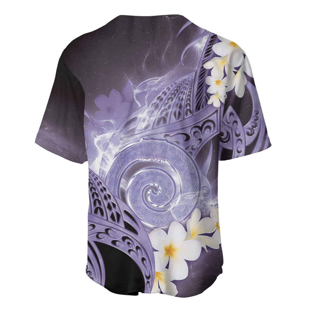 Piko Hawaiian Baseball Jersey Purple Galaxy Spiral Plumeria Tribal Patterns DT05 - Polynesian Pride