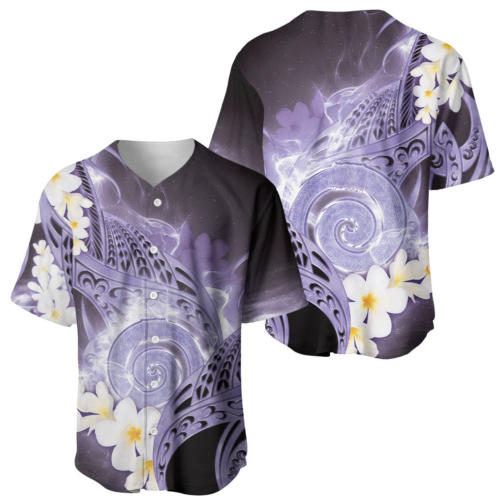 Piko Hawaiian Baseball Jersey Purple Galaxy Spiral Plumeria Tribal Patterns DT05 - Polynesian Pride