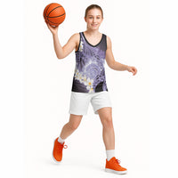 Piko Hawaiian Basketball Jersey Purple Galaxy Spiral Plumeria Tribal Patterns DT05 - Polynesian Pride