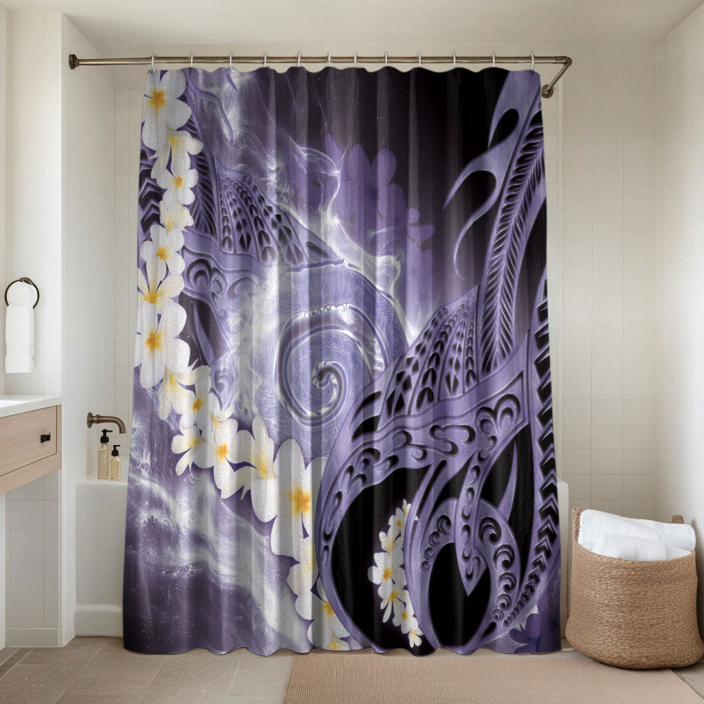 Piko Hawaiian Bathroom Set Purple Galaxy Spiral Plumeria Tribal Patterns DT05 Shower Curtain Only Purple - Polynesian Pride