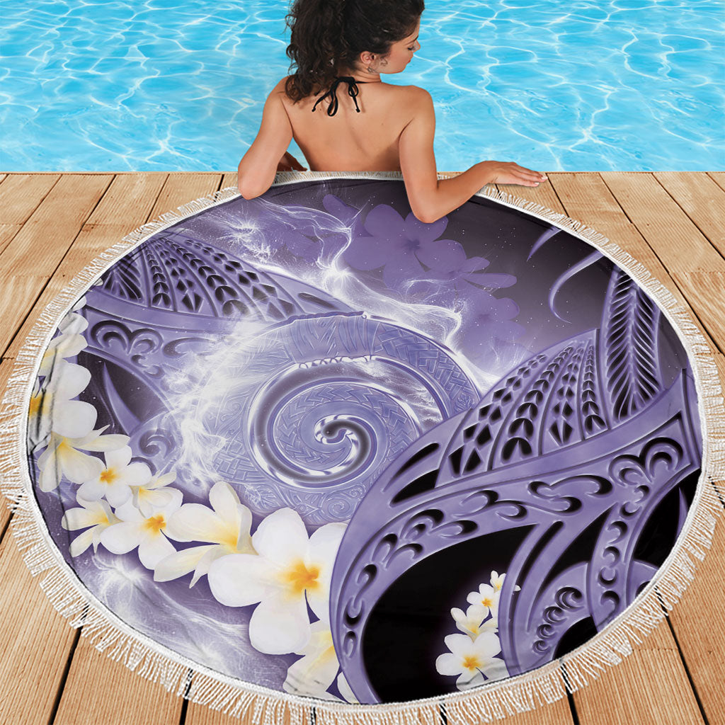 Piko Hawaiian Beach Blanket Purple Galaxy Spiral Plumeria Tribal Patterns DT05 - Polynesian Pride