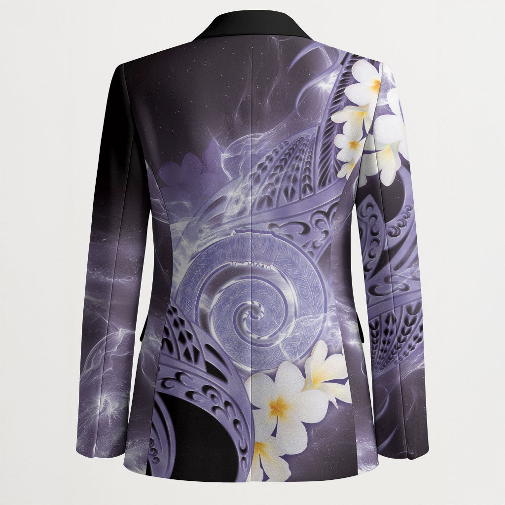 Piko Hawaiian Blazer Purple Galaxy Spiral Plumeria Tribal Patterns DT05 - Polynesian Pride
