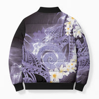Piko Hawaiian Bomber Puffer Jacket Purple Galaxy Spiral Plumeria Tribal Patterns DT05 - Polynesian Pride