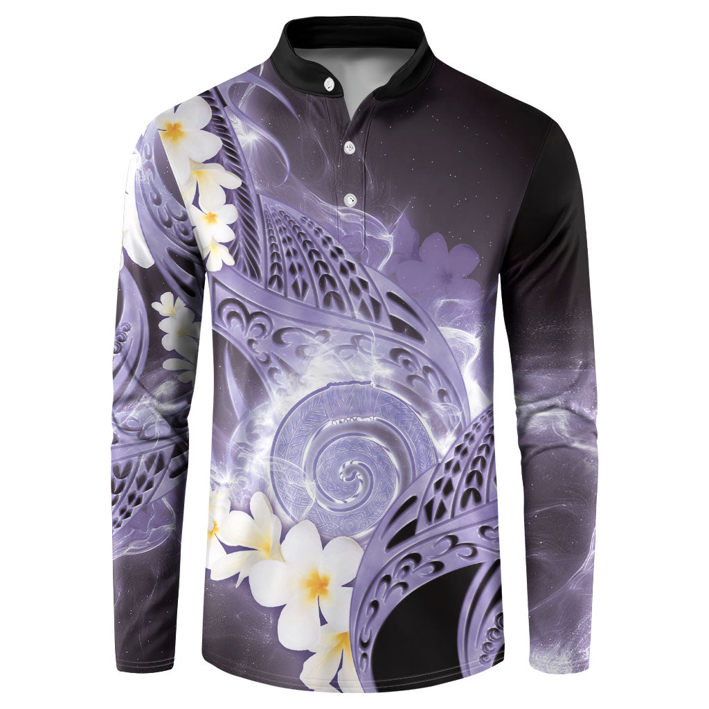 Piko Hawaiian Button Sweatshirt Purple Galaxy Spiral Plumeria Tribal Patterns DT05 Purple - Polynesian Pride
