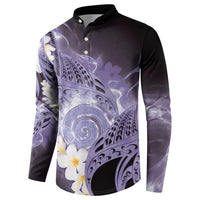 Piko Hawaiian Button Sweatshirt Purple Galaxy Spiral Plumeria Tribal Patterns DT05 - Polynesian Pride