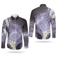 Piko Hawaiian Couples Matching Long Sleeve Bodycon Dress and Long Sleeve Button Shirt Purple Galaxy Spiral Plumeria Tribal Patterns DT05 - Polynesian Pride