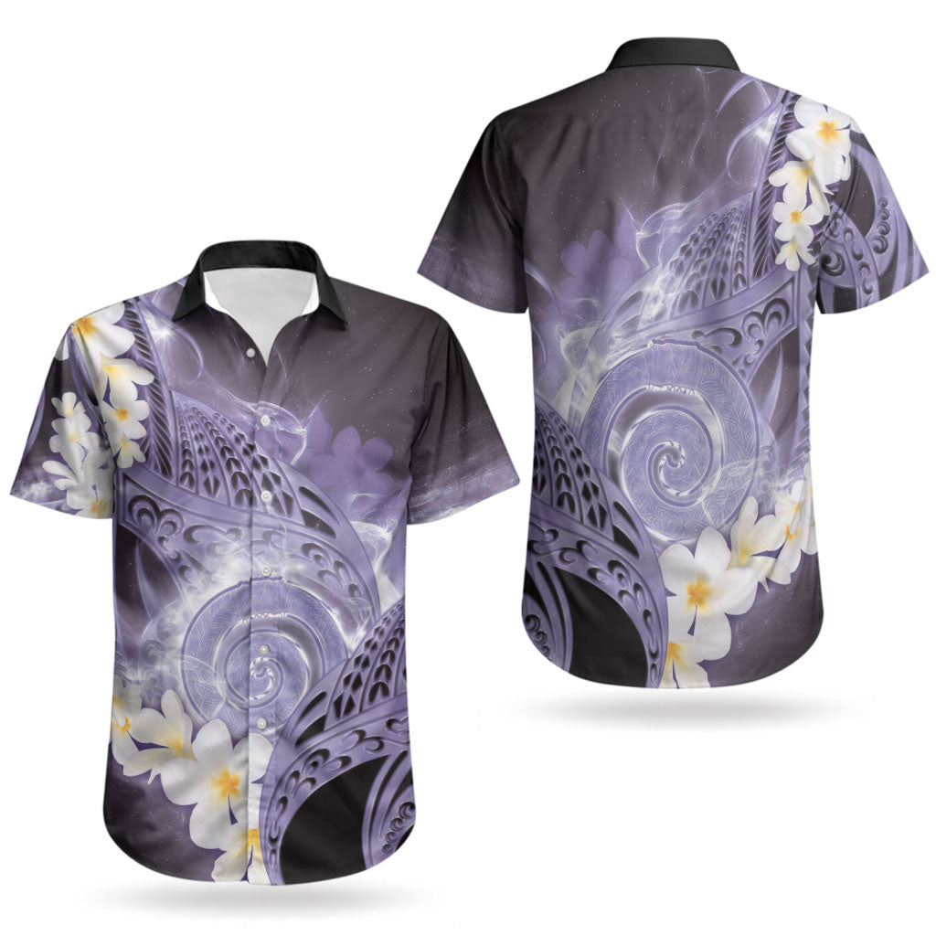 Piko Hawaiian Couples Matching Mermaid Dress and Hawaiian Shirt Purple Galaxy Spiral Plumeria Tribal Patterns DT05 - Polynesian Pride