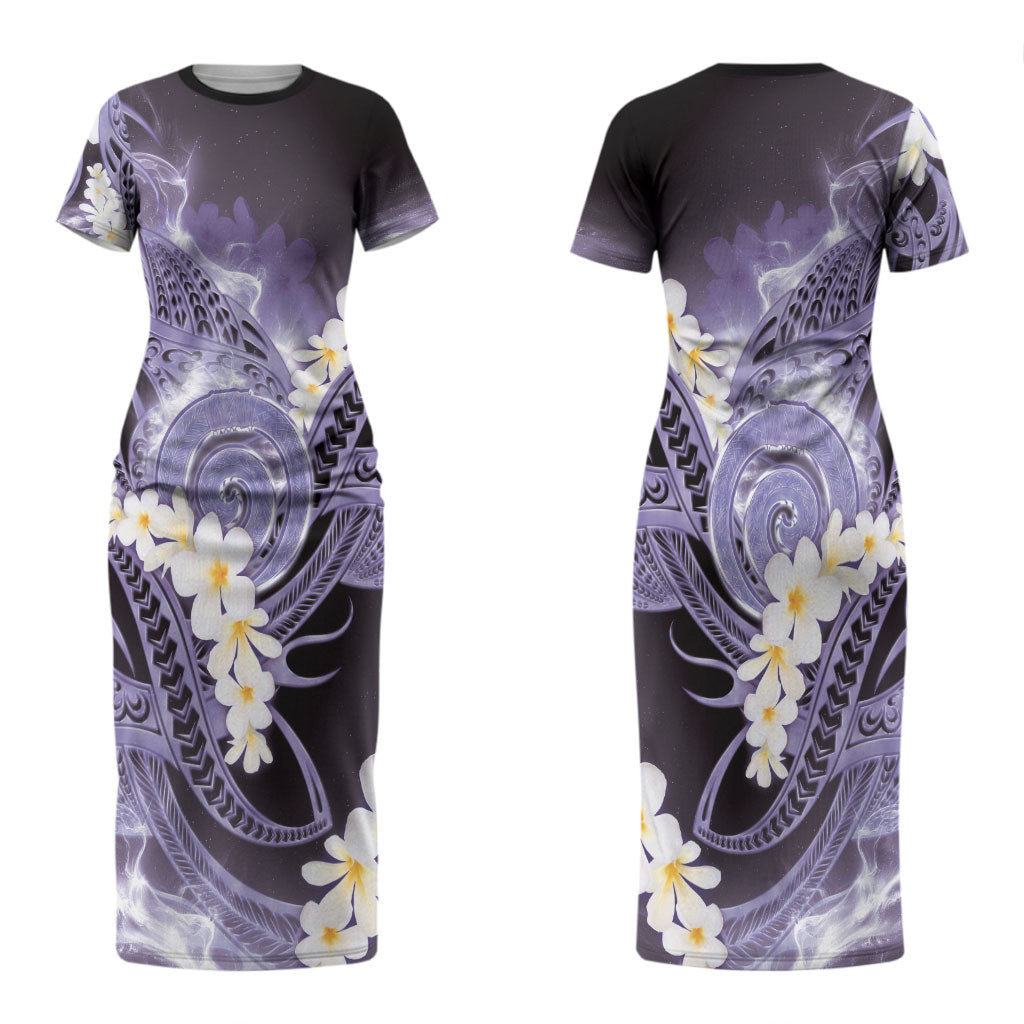 Piko Hawaiian Couples Matching Short Sleeve Bodycon Dress and Hawaiian Shirt Purple Galaxy Spiral Plumeria Tribal Patterns DT05 - Polynesian Pride