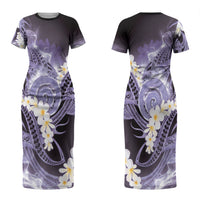 Piko Hawaiian Couples Matching Short Sleeve Bodycon Dress and Hawaiian Shirt Purple Galaxy Spiral Plumeria Tribal Patterns DT05 - Polynesian Pride