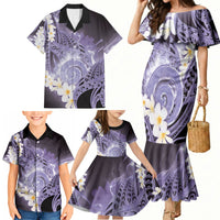 Piko Hawaiian Family Matching Mermaid Dress and Hawaiian Shirt Purple Galaxy Spiral Plumeria Tribal Patterns DT05 - Polynesian Pride
