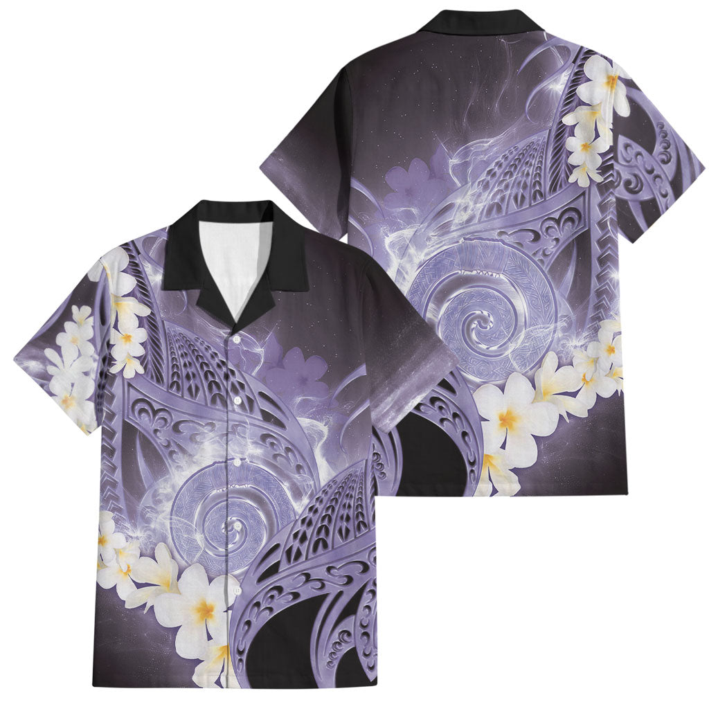 Piko Hawaiian Family Matching Off Shoulder Short Dress and Hawaiian Shirt Purple Galaxy Spiral Plumeria Tribal Patterns DT05 Dad's Shirt - Short Sleeve Purple - Polynesian Pride