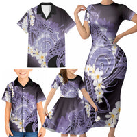 Piko Hawaiian Family Matching Short Sleeve Bodycon Dress and Hawaiian Shirt Purple Galaxy Spiral Plumeria Tribal Patterns DT05 - Polynesian Pride
