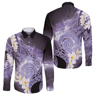 Piko Hawaiian Family Matching Summer Maxi Dress and Hawaiian Shirt Purple Galaxy Spiral Plumeria Tribal Patterns DT05 Dad's Shirt - Long Sleeve Purple - Polynesian Pride