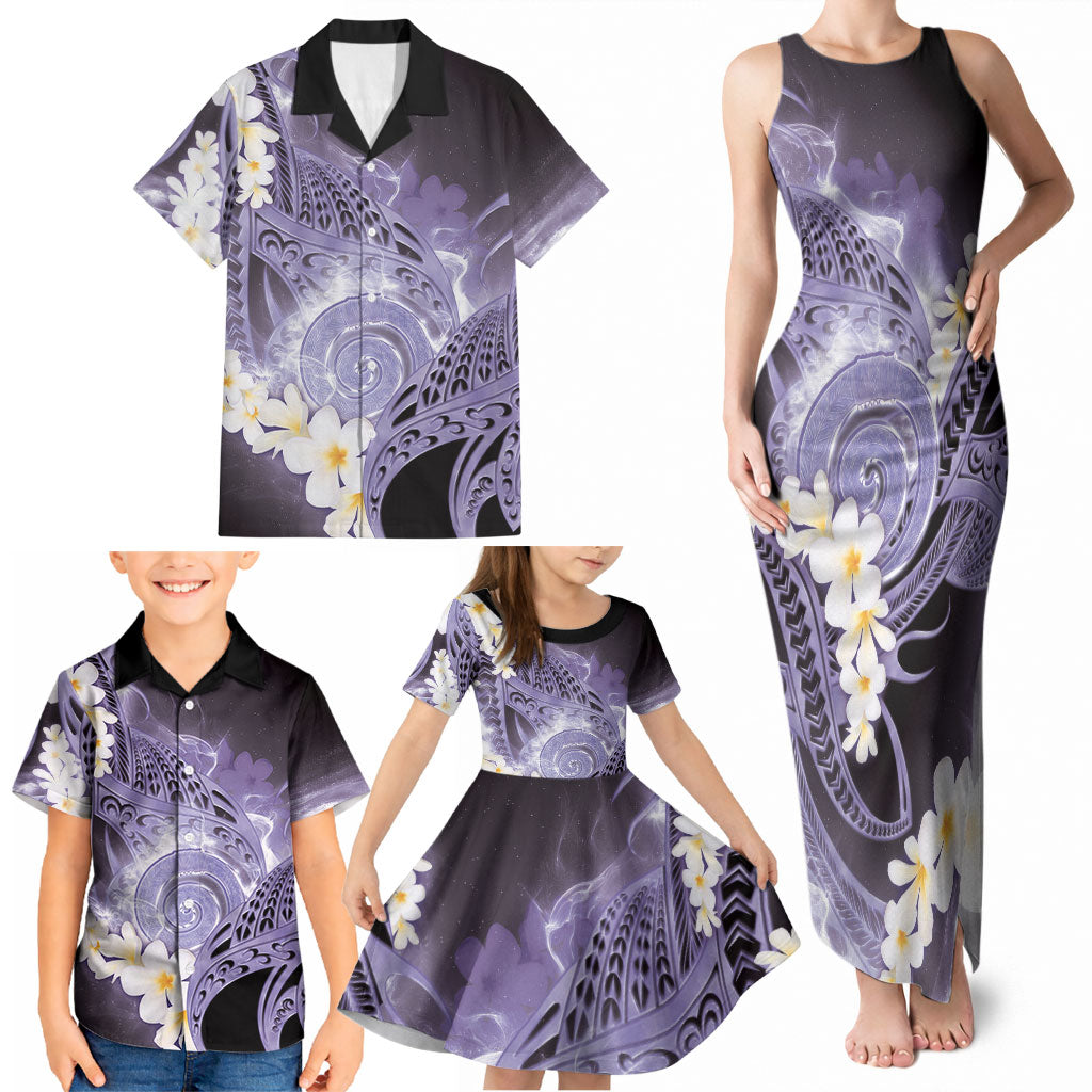 Piko Hawaiian Family Matching Tank Maxi Dress and Hawaiian Shirt Purple Galaxy Spiral Plumeria Tribal Patterns DT05 - Polynesian Pride