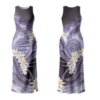 Piko Hawaiian Family Matching Tank Maxi Dress and Hawaiian Shirt Purple Galaxy Spiral Plumeria Tribal Patterns DT05 Mom's Dress Purple - Polynesian Pride