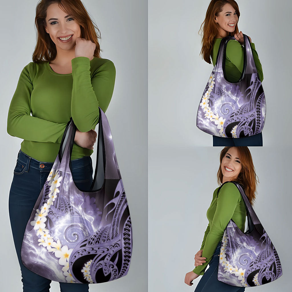 Piko Hawaiian Grocery Bag Purple Galaxy Spiral Plumeria Tribal Patterns DT05 - Polynesian Pride