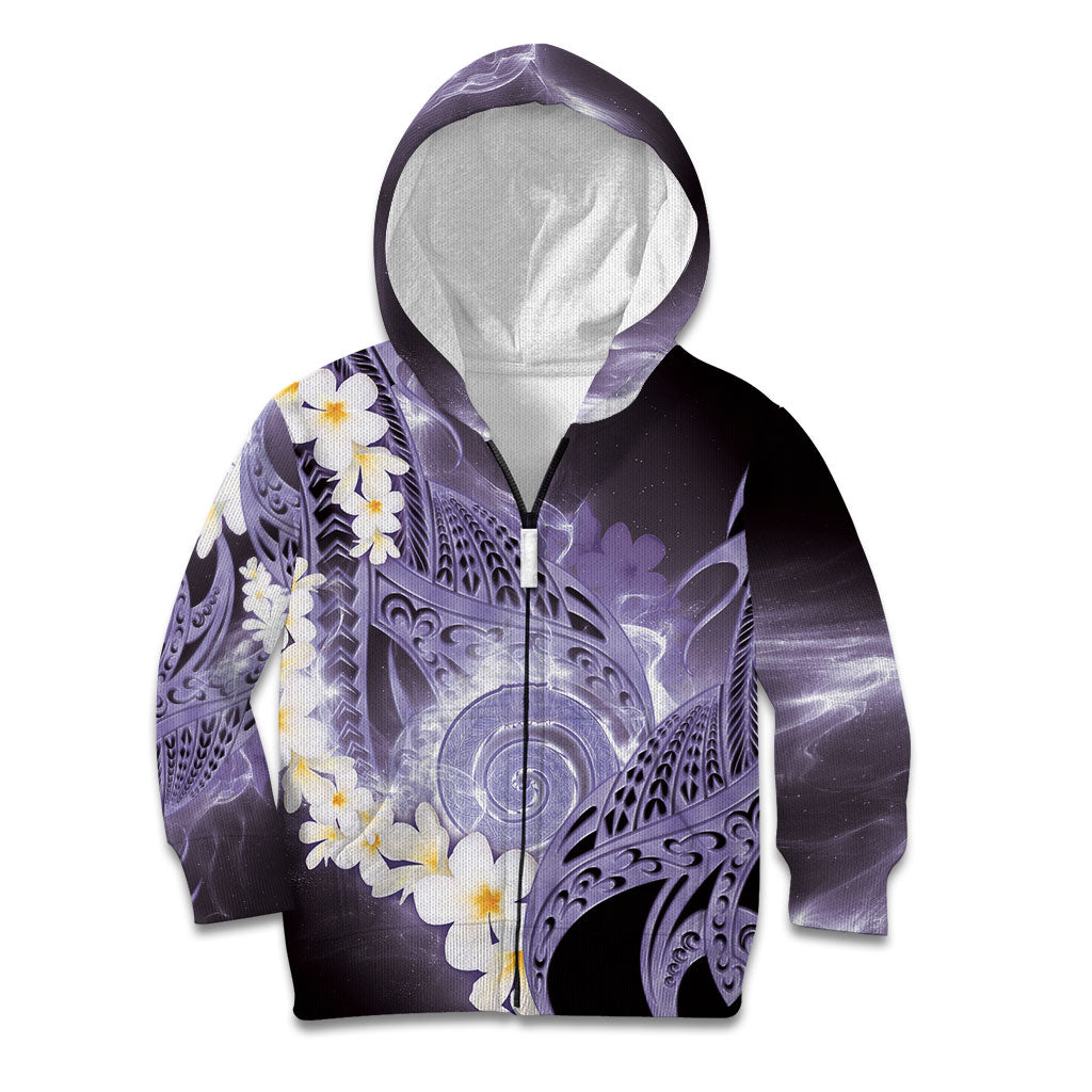 Piko Hawaiian Kid Hoodie Purple Galaxy Spiral Plumeria Tribal Patterns DT05 Zip Hoodie Purple - Polynesian Pride