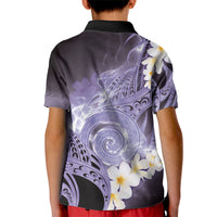 Piko Hawaiian Kid Polo Shirt Purple Galaxy Spiral Plumeria Tribal Patterns DT05 - Polynesian Pride