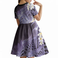 Piko Hawaiian Kid Short Sleeve Dress Purple Galaxy Spiral Plumeria Tribal Patterns DT05 - Polynesian Pride