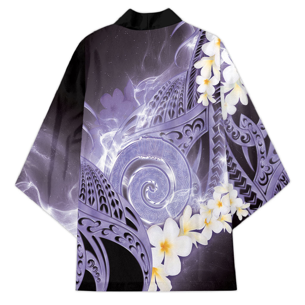 Piko Hawaiian Kimono Purple Galaxy Spiral Plumeria Tribal Patterns DT05 - Polynesian Pride