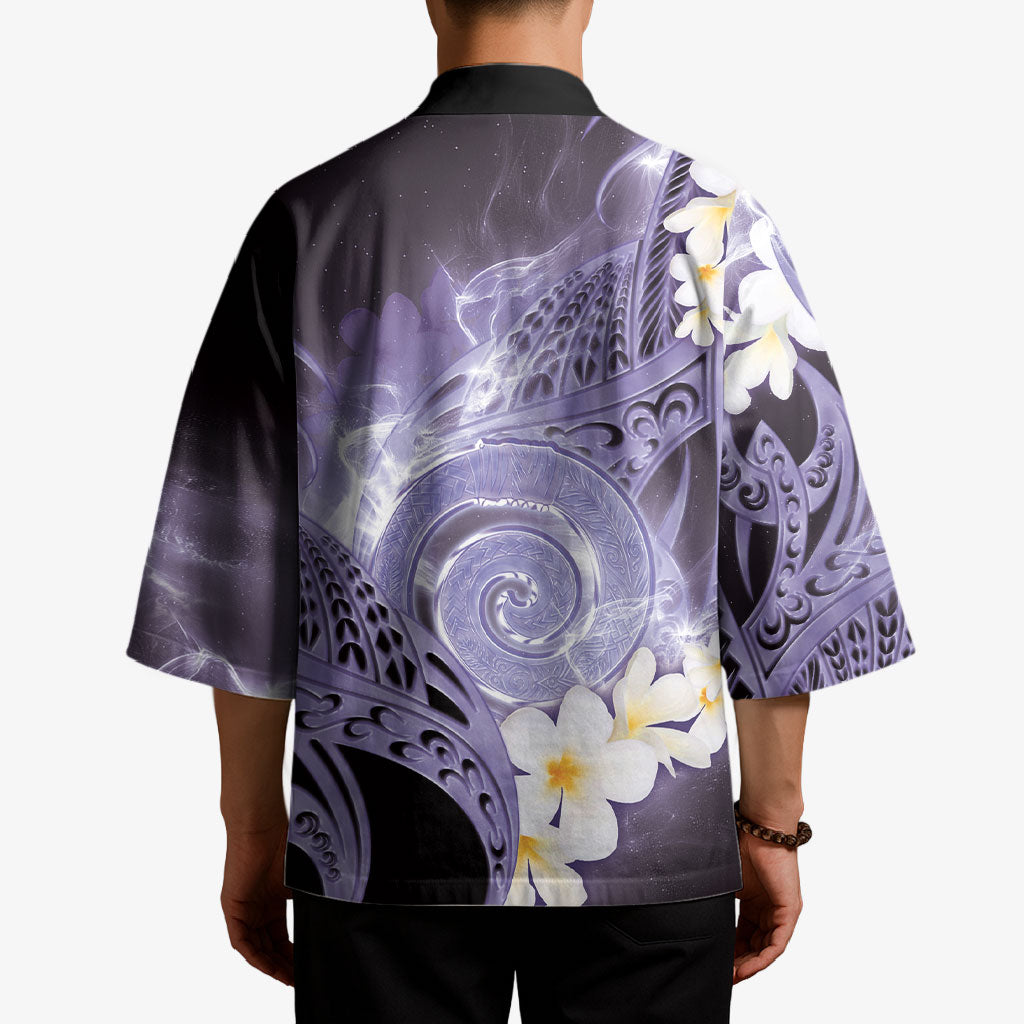 Piko Hawaiian Kimono Purple Galaxy Spiral Plumeria Tribal Patterns DT05 - Polynesian Pride