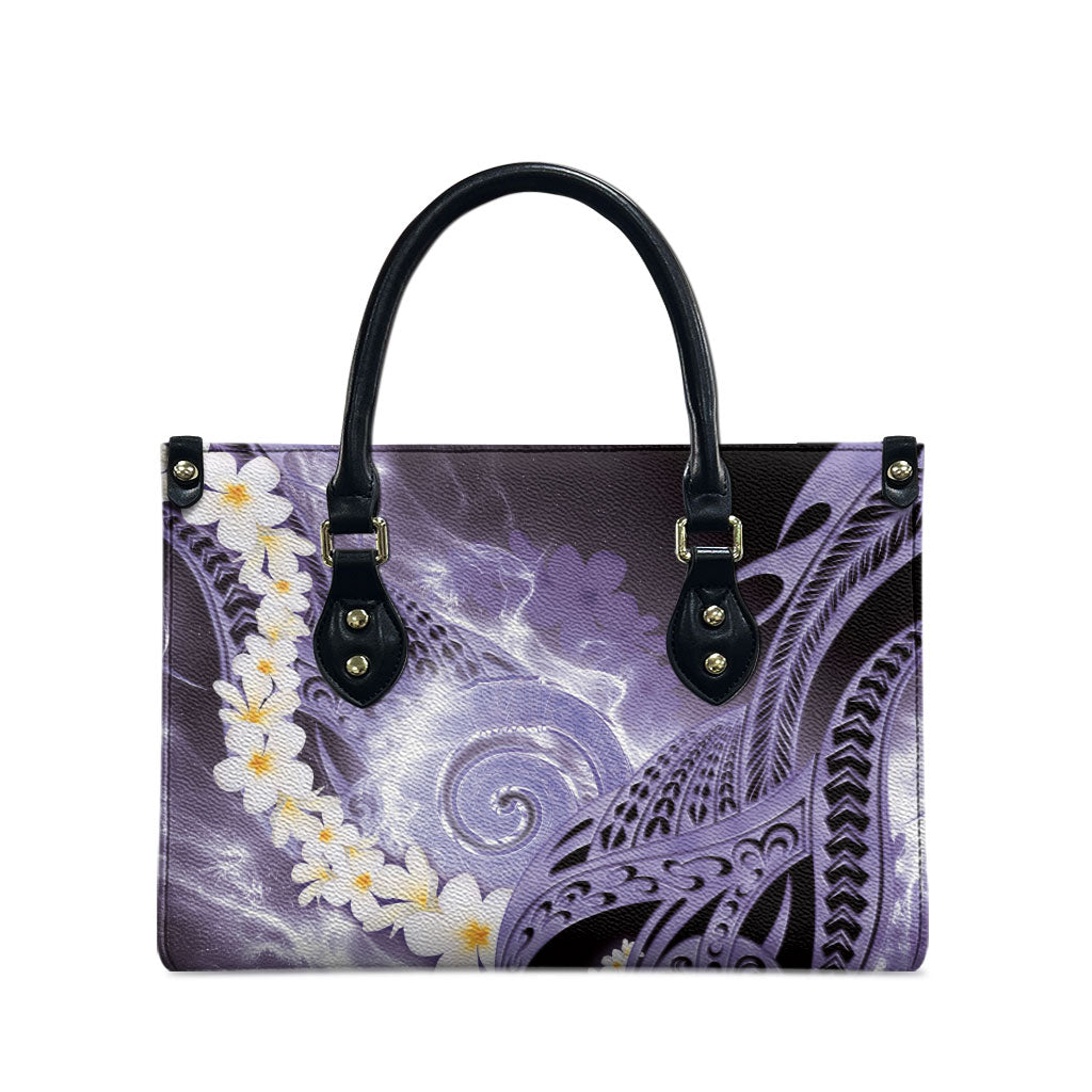 Piko Hawaiian Leather Bag Purple Galaxy Spiral Plumeria Tribal Patterns DT05 - Polynesian Pride