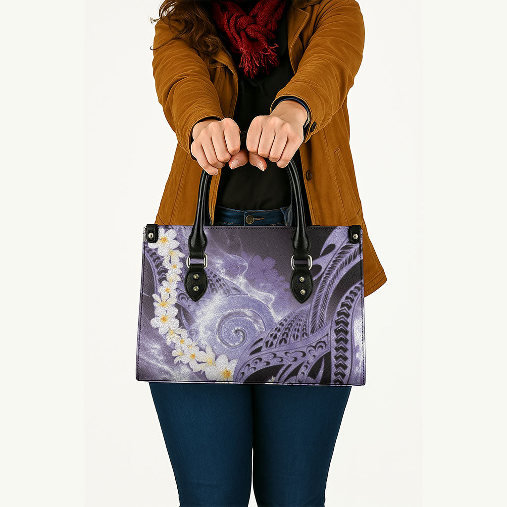 Piko Hawaiian Leather Bag Purple Galaxy Spiral Plumeria Tribal Patterns DT05 - Polynesian Pride
