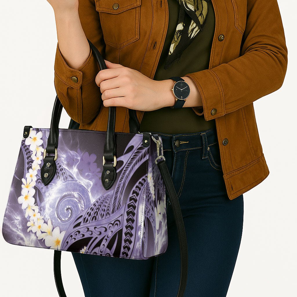 Piko Hawaiian Leather Bag Purple Galaxy Spiral Plumeria Tribal Patterns DT05 - Polynesian Pride