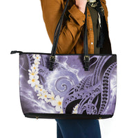 Piko Hawaiian Leather Tote Bag Purple Galaxy Spiral Plumeria Tribal Patterns DT05 - Polynesian Pride
