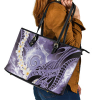 Piko Hawaiian Leather Tote Bag Purple Galaxy Spiral Plumeria Tribal Patterns DT05 - Polynesian Pride