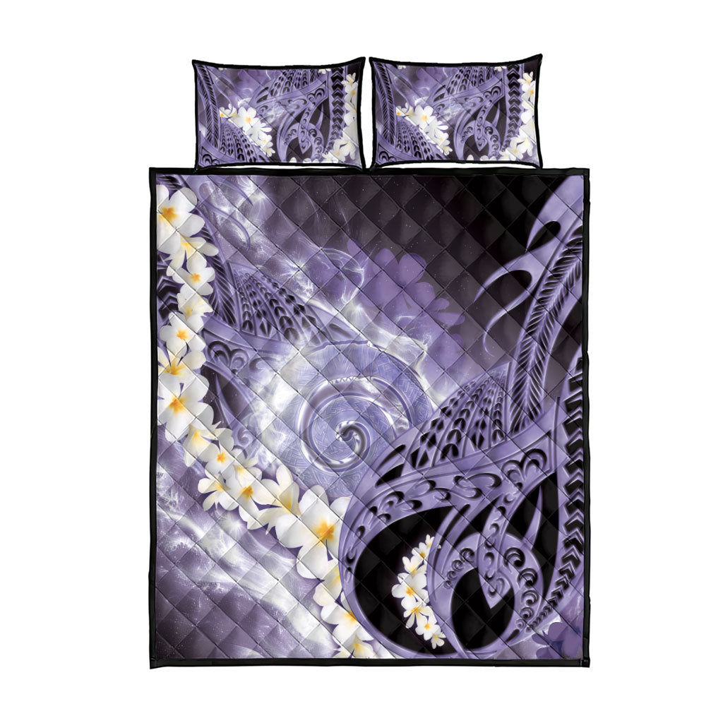 Piko Hawaiian Quilt Bed Set Purple Galaxy Spiral Plumeria Tribal Patterns DT05 - Polynesian Pride