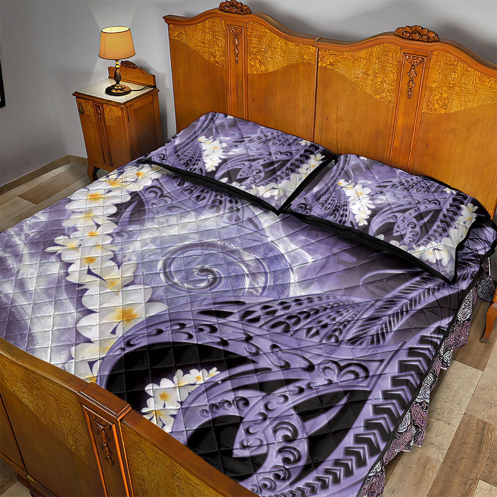 Piko Hawaiian Quilt Bed Set Purple Galaxy Spiral Plumeria Tribal Patterns DT05 - Polynesian Pride