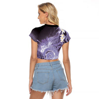 Piko Hawaiian Raglan Cropped T Shirt Purple Galaxy Spiral Plumeria Tribal Patterns DT05 - Polynesian Pride