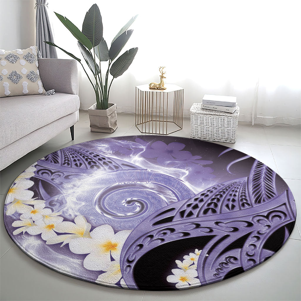 Piko Hawaiian Round Carpet Purple Galaxy Spiral Plumeria Tribal Patterns DT05 - Polynesian Pride