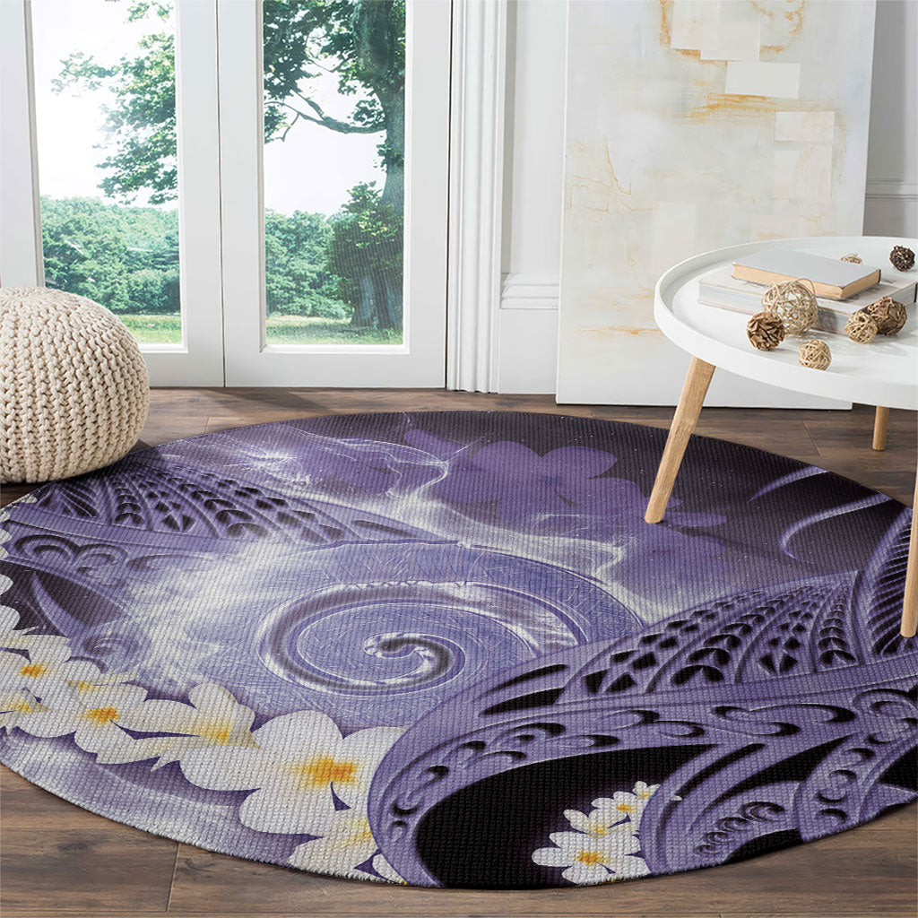 Piko Hawaiian Round Carpet Purple Galaxy Spiral Plumeria Tribal Patterns DT05 - Polynesian Pride