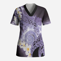 Piko Hawaiian Scrub Top Purple Galaxy Spiral Plumeria Tribal Patterns DT05 Adult Purple - Polynesian Pride