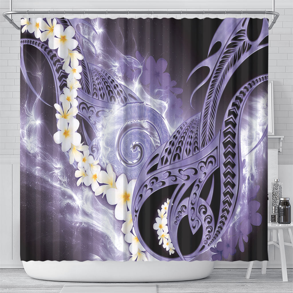 Piko Hawaiian Shower Curtain Purple Galaxy Spiral Plumeria Tribal Patterns DT05 - Polynesian Pride