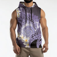 Piko Hawaiian Sleeveless Hoodie Purple Galaxy Spiral Plumeria Tribal Patterns DT05 - Polynesian Pride