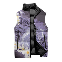 Piko Hawaiian Sleeveless Puffer Jacket Purple Galaxy Spiral Plumeria Tribal Patterns DT05 - Polynesian Pride