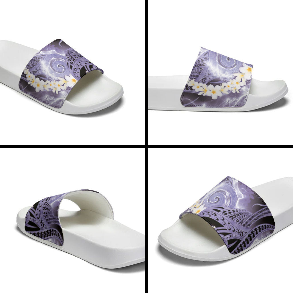 Piko Hawaiian Slide Sandals Purple Galaxy Spiral Plumeria Tribal Patterns DT05 - Polynesian Pride