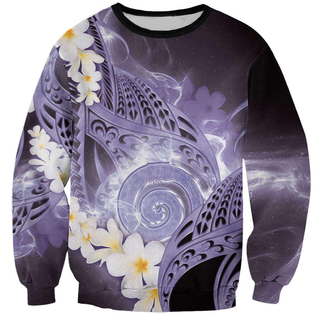 Piko Hawaiian Sweatshirt Purple Galaxy Spiral Plumeria Tribal Patterns DT05 Unisex Purple - Polynesian Pride