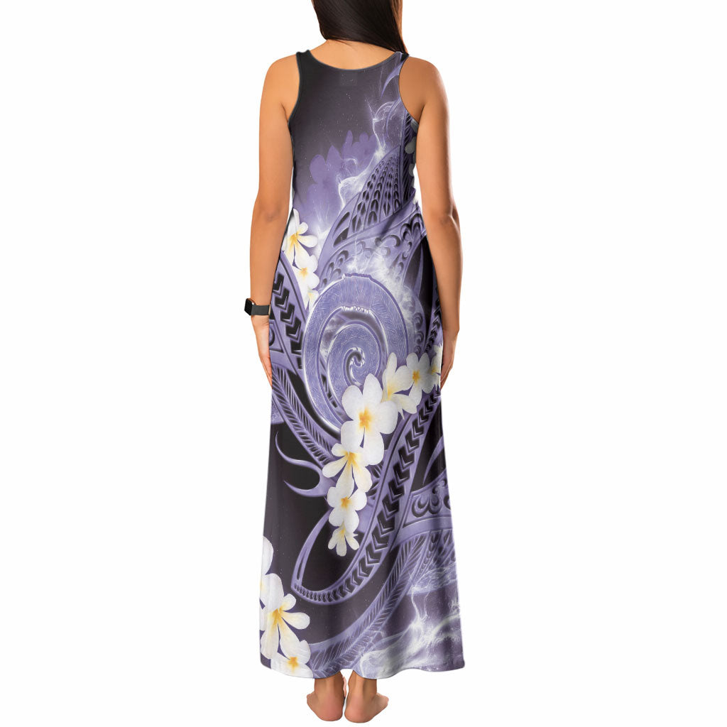 Piko Hawaiian Tank Maxi Dress Purple Galaxy Spiral Plumeria Tribal Patterns DT05 - Polynesian Pride