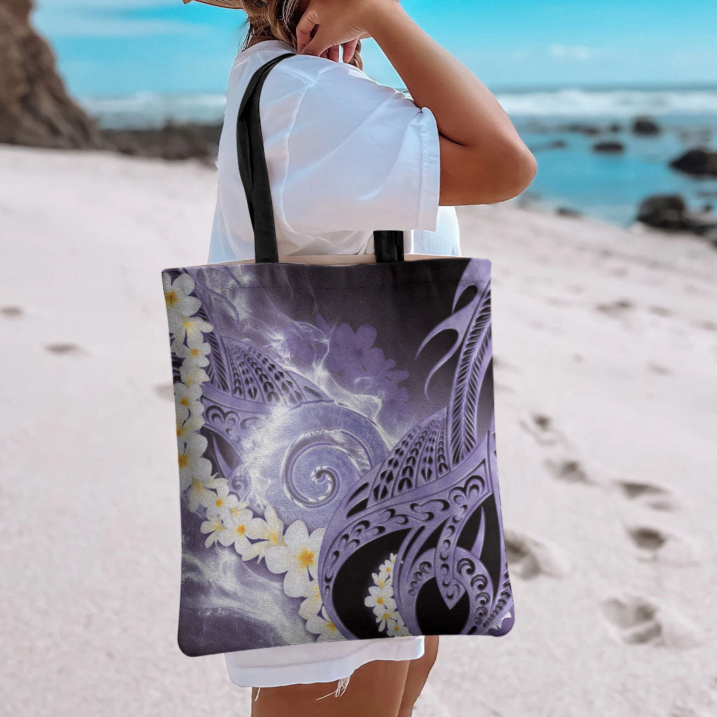 Piko Hawaiian Tote Bag Purple Galaxy Spiral Plumeria Tribal Patterns DT05 - Polynesian Pride