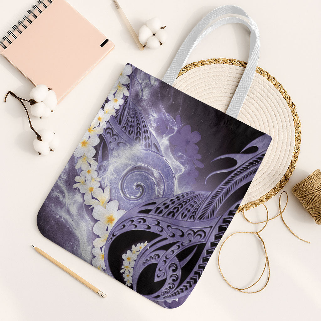Piko Hawaiian Tote Bag Purple Galaxy Spiral Plumeria Tribal Patterns DT05 White Strap One Size Purple - Polynesian Pride