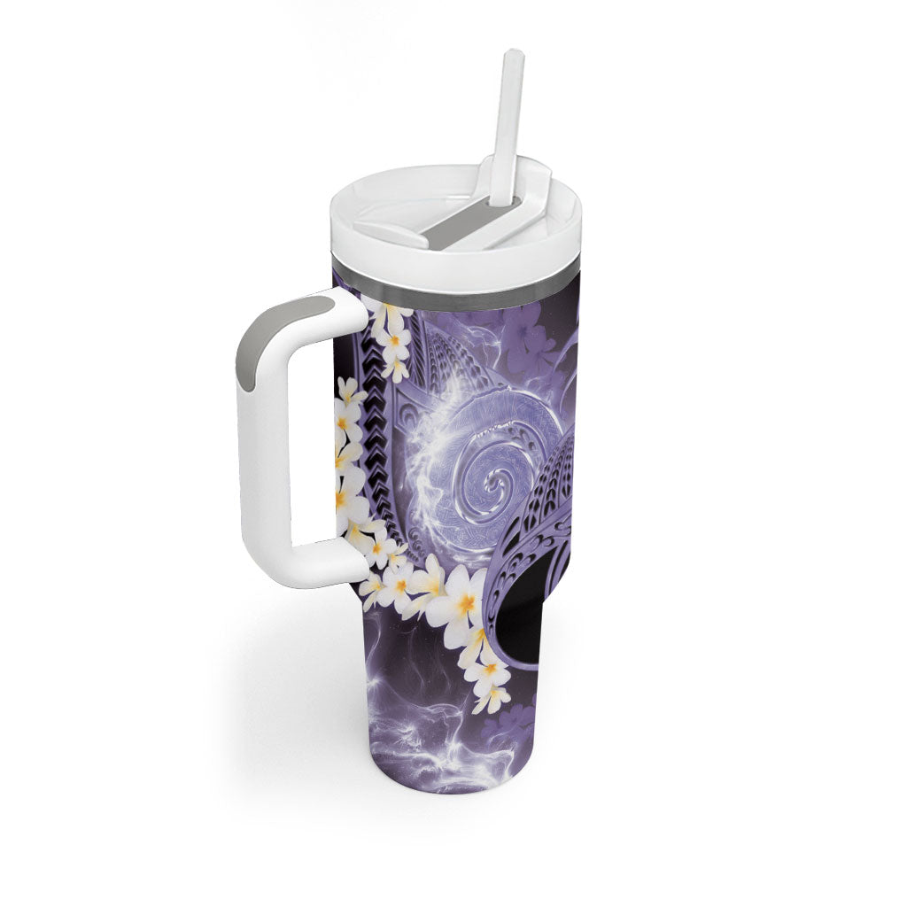 Piko Hawaiian Tumbler With Handle Purple Galaxy Spiral Plumeria Tribal Patterns DT05 - Polynesian Pride
