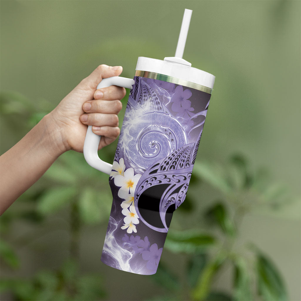 Piko Hawaiian Tumbler With Handle Purple Galaxy Spiral Plumeria Tribal Patterns DT05 - Polynesian Pride