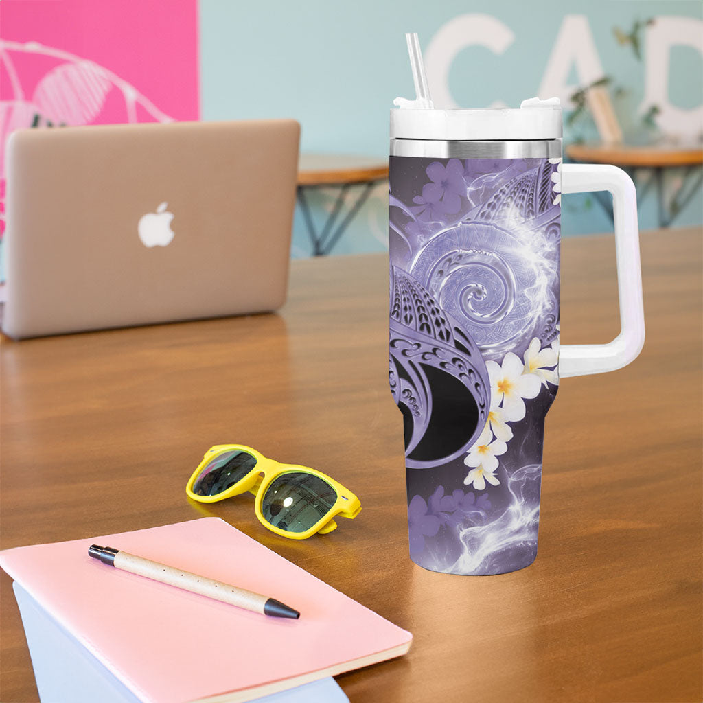 Piko Hawaiian Tumbler With Handle Purple Galaxy Spiral Plumeria Tribal Patterns DT05 - Polynesian Pride