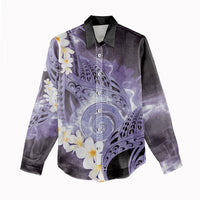 Piko Hawaiian Women Casual Shirt Purple Galaxy Spiral Plumeria Tribal Patterns DT05 - Polynesian Pride