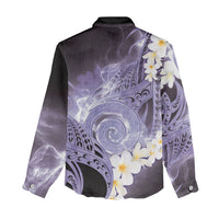Piko Hawaiian Women Casual Shirt Purple Galaxy Spiral Plumeria Tribal Patterns DT05 - Polynesian Pride